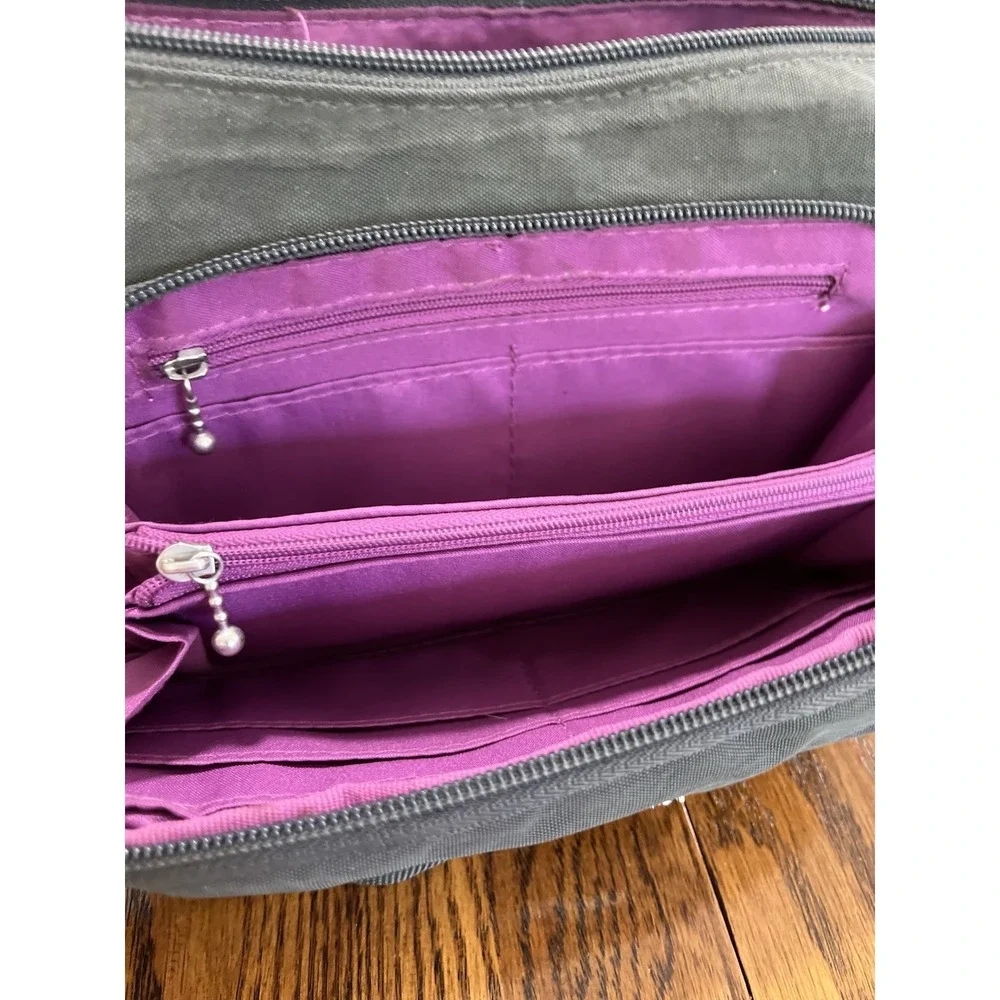 Baggallini Original Everyday Crossbody Bag Gray Purse Nylon Washabl